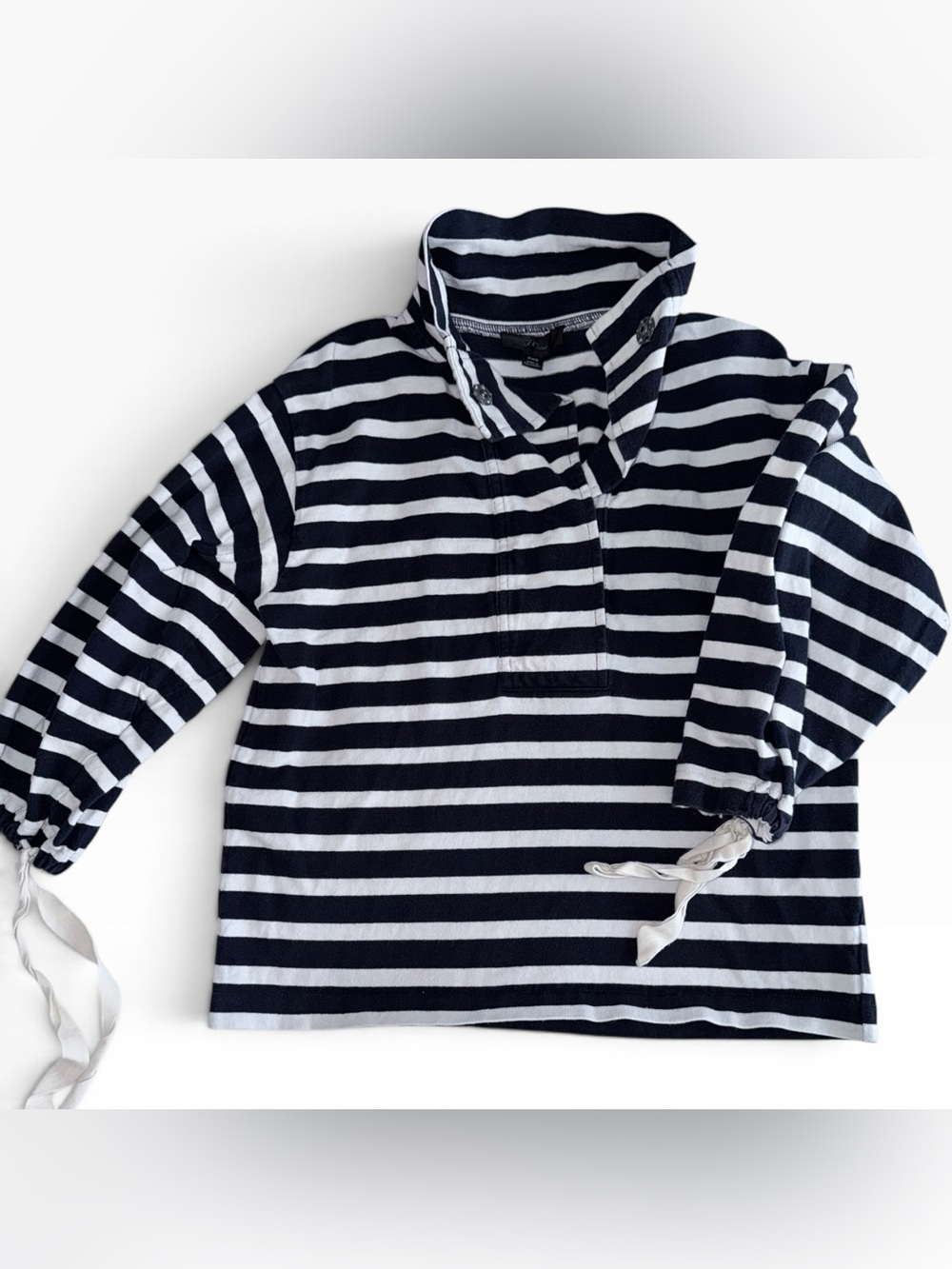 J. Crew Navy and White Striped Hooded Pullover